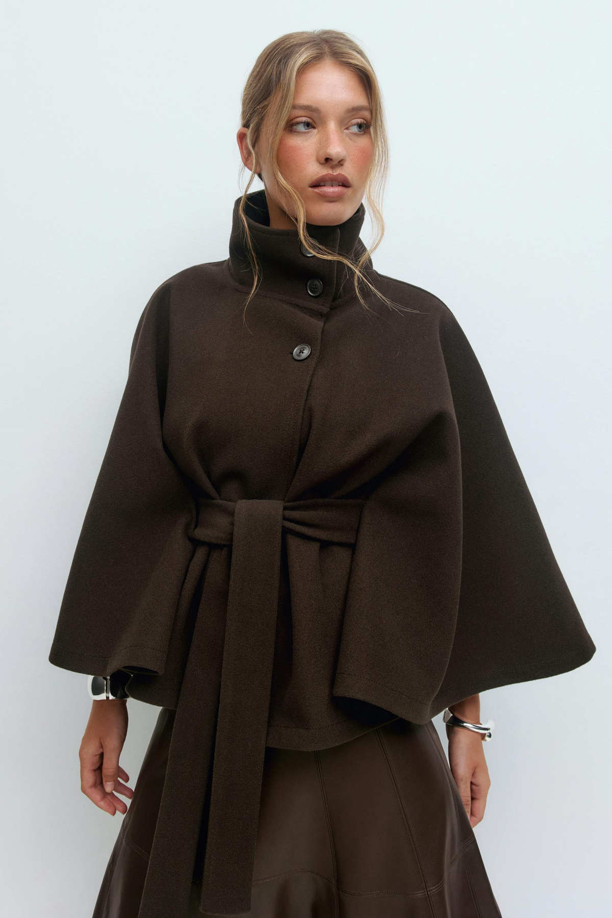Belted Cape in Brown – Juliette by Maravesse