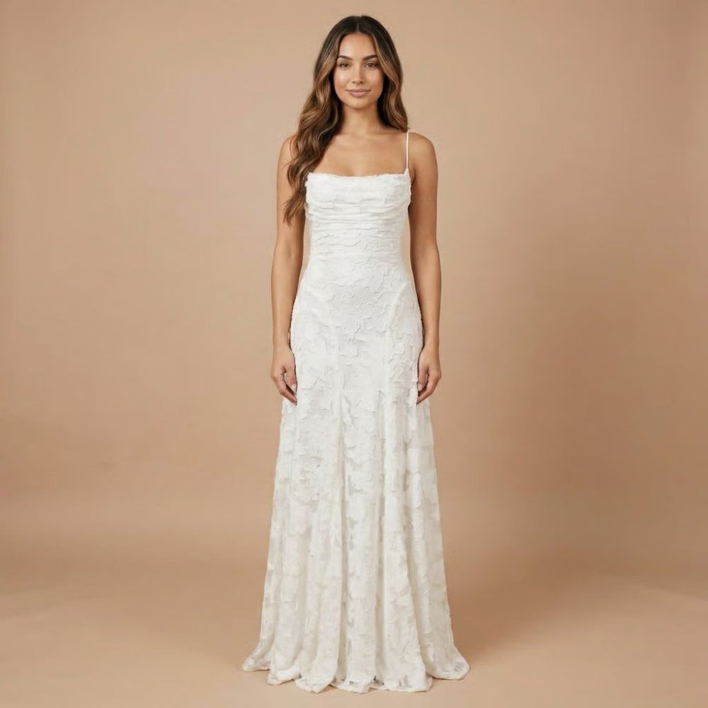 Lace Maxi Dress in White – Saskia by Maravesse
