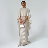 Thais | Pleated Chiffon Maxi Dress for Wedding Guests
