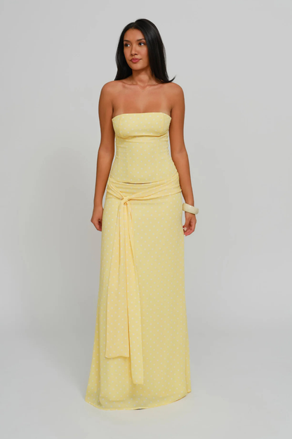 Corset Wrap Co-ord Set in Lemon Dot – Aurelia by Maravesse