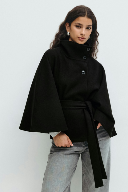 Belted Cape in Black – Juliette by Maravesse