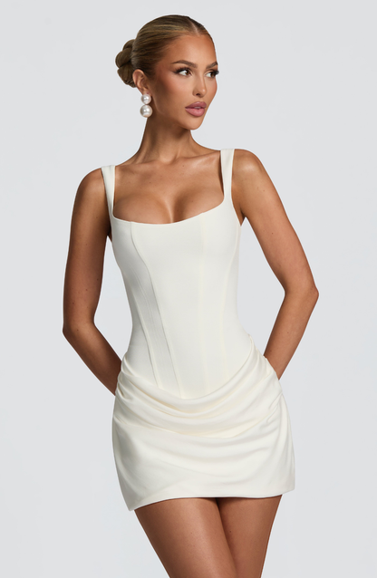 Hourglass Mini Dress in Ivory – Runa by Maravesse