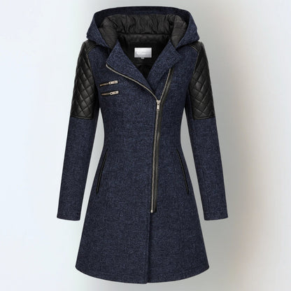 Wool Puffer Jacket in Blue – Amara by Maravesse