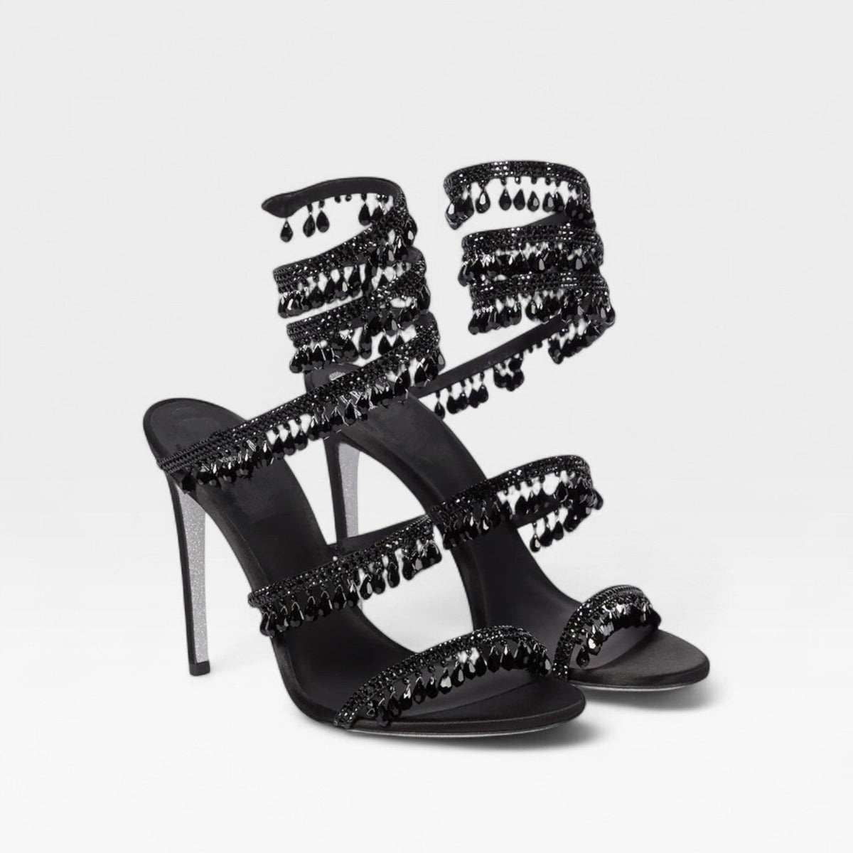 Crystal Strappy Heels in Black – Celine by Maravesse