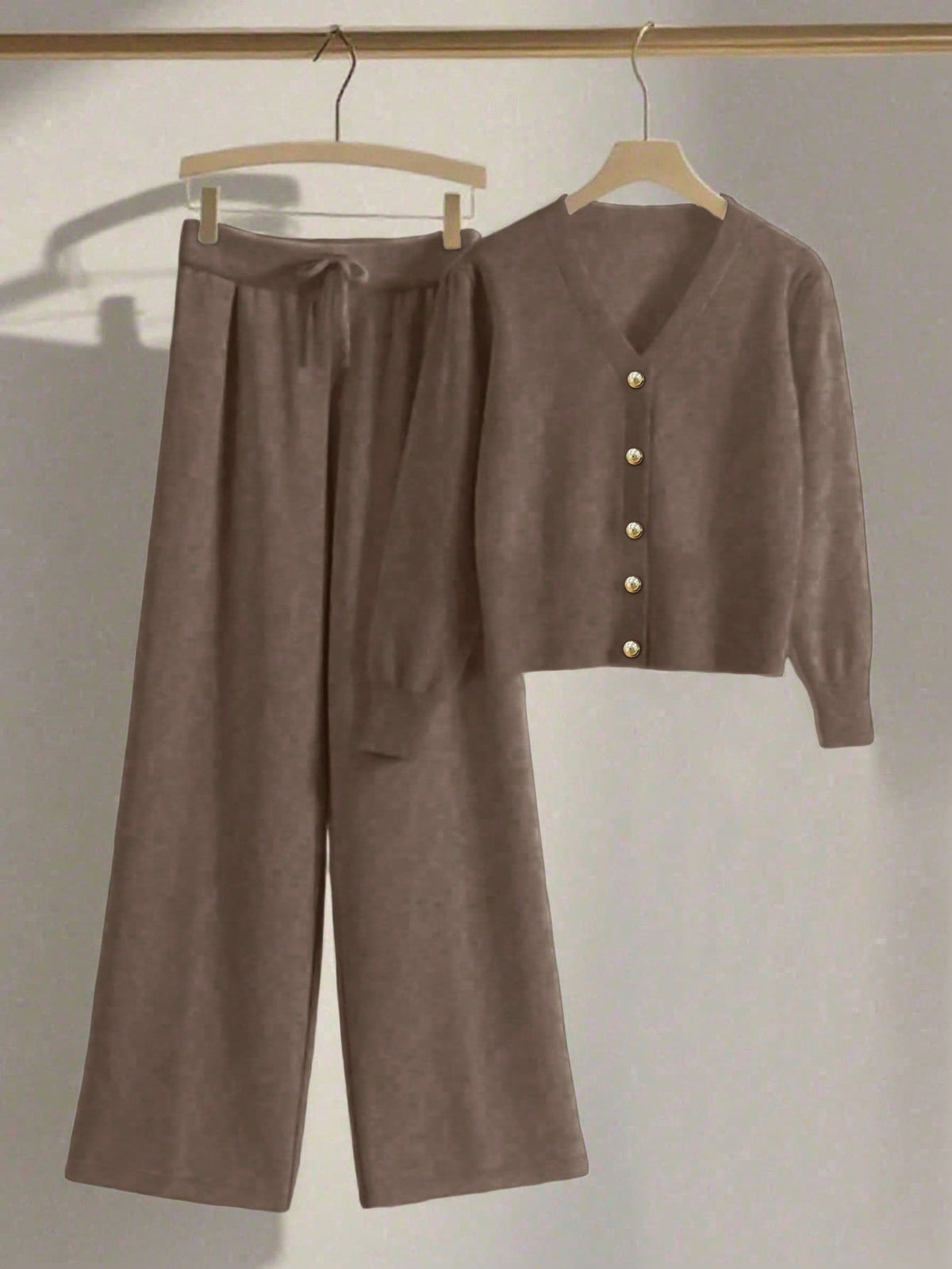 Cardigan Knit Set in Rust Brown – Isadora by Maravesse