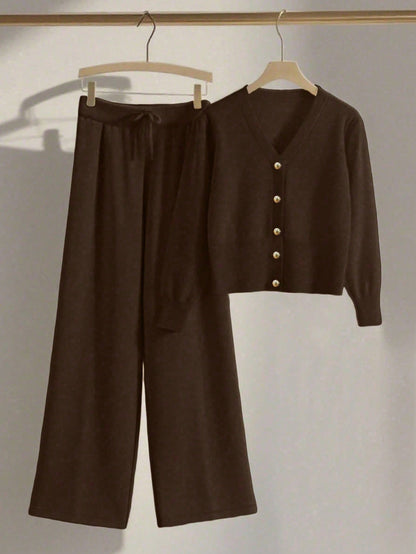 Cardigan Knit Set in Brown – Isadora by Maravesse