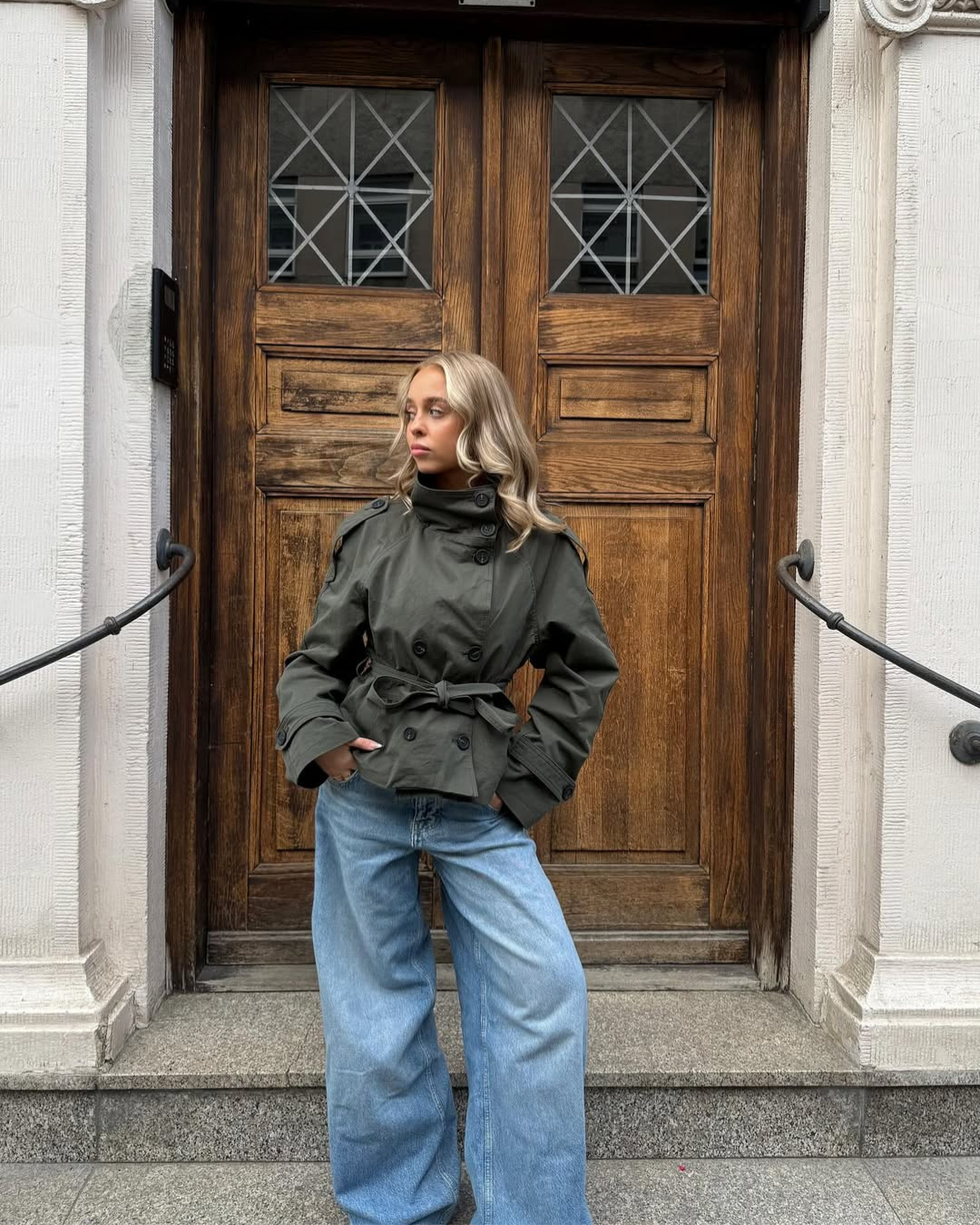 Trench Coat in Olive Green – Camille by Maravesse