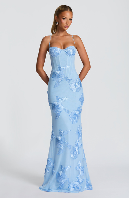 Formal Maxi Dress in Baby Blue – Elara by Maravesse