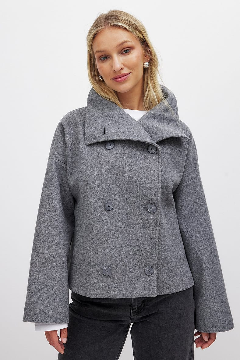 Double Breasted Coat in Grey – Imogen by Maravesse