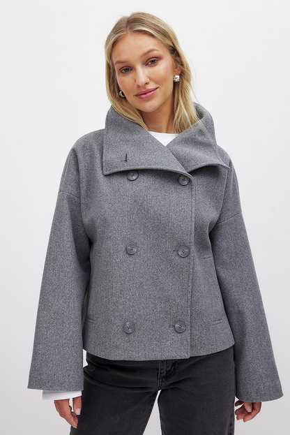 Double Breasted Coat in Grey – Imogen by Maravesse
