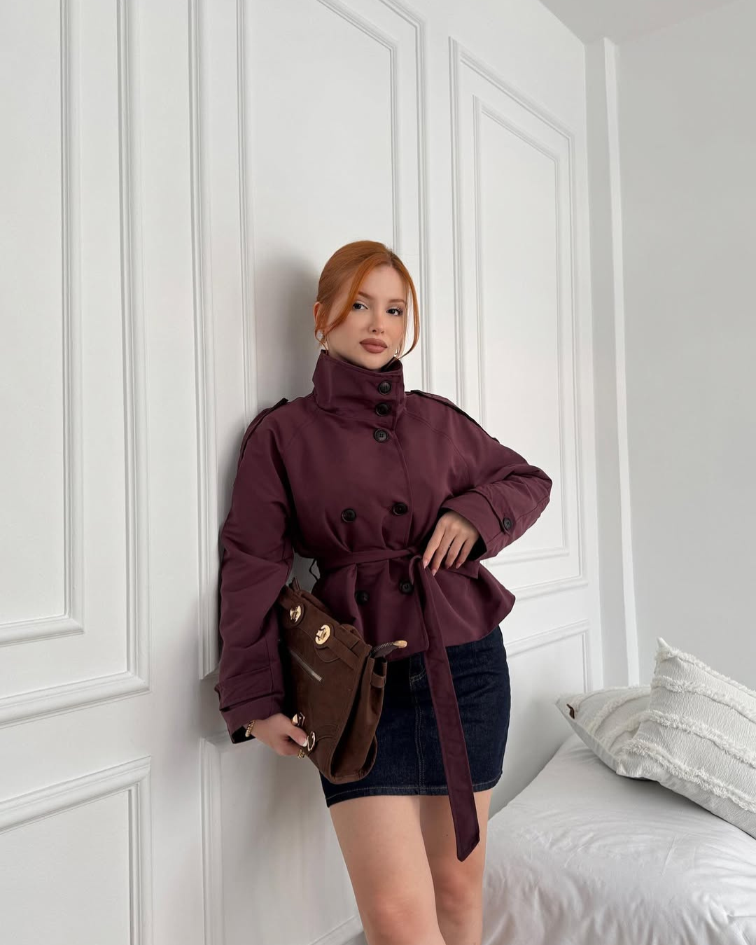 Trench Coat in Wine Red – Camille by Maravesse