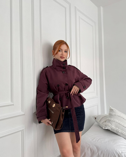 Trench Coat in Wine Red – Camille by Maravesse