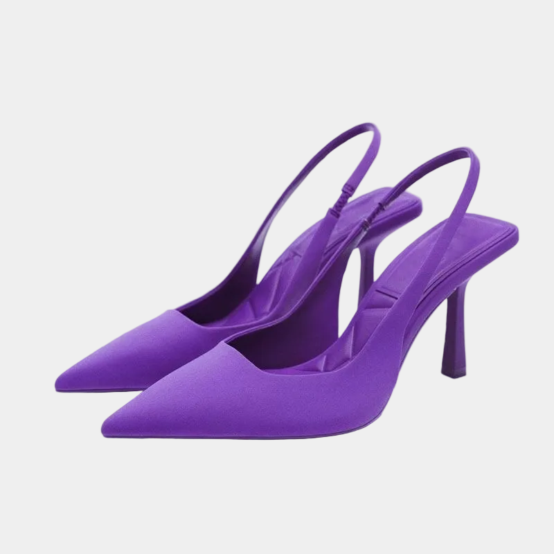 Satin Slingback Heels in Lavender – Clementine by Maravesse