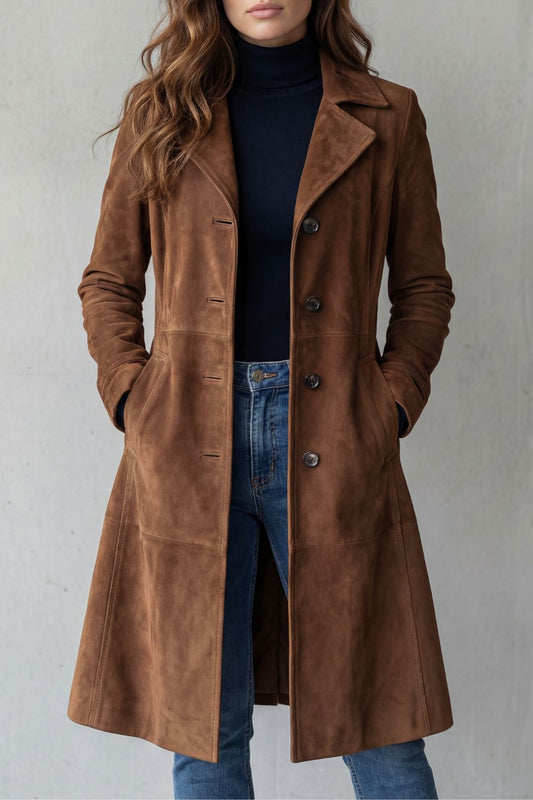 Suede Tailored Coat – Isadora by Maravesse (2)