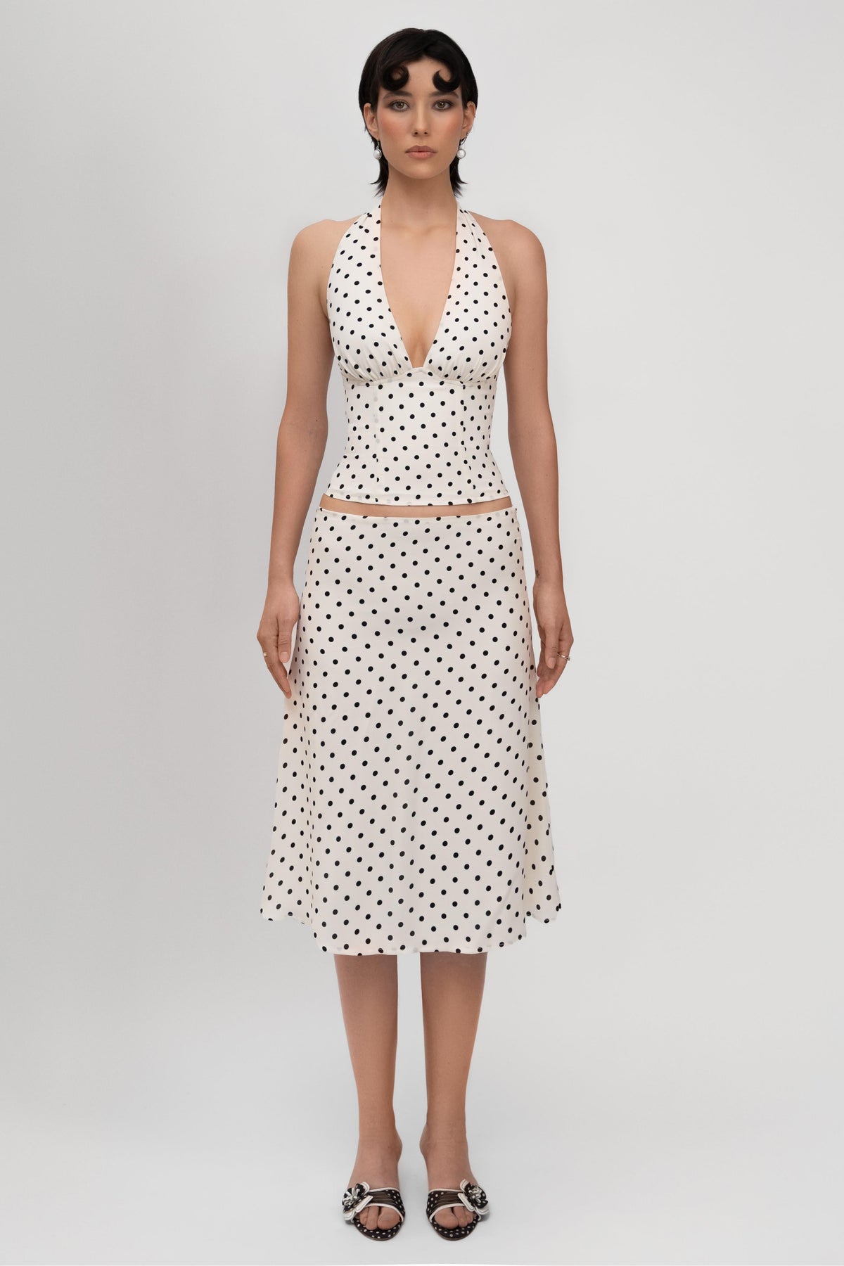 Polka Skirt Set in White – Evangeline by Maravesse