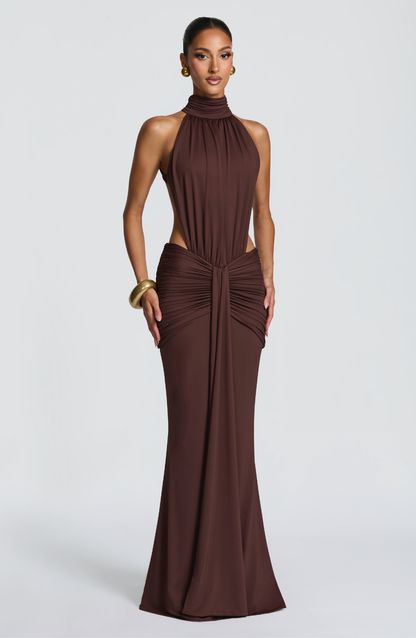 Maxi Dress in Mocha – Gwendoline by Maravesse