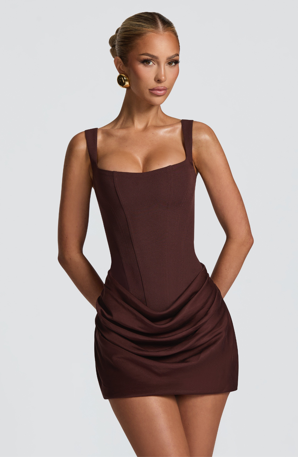 Hourglass Mini Dress in Mocha – Runa by Maravesse