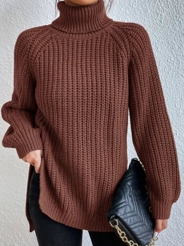 Turtleneck Jumper in Brown – Noa by Maravesse