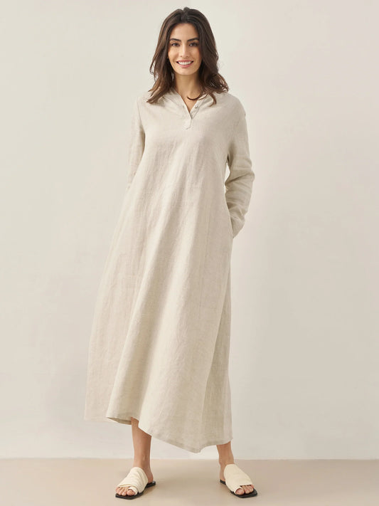 Linen Maxi Dress in Natural Linen – Marlowe by Maravesse