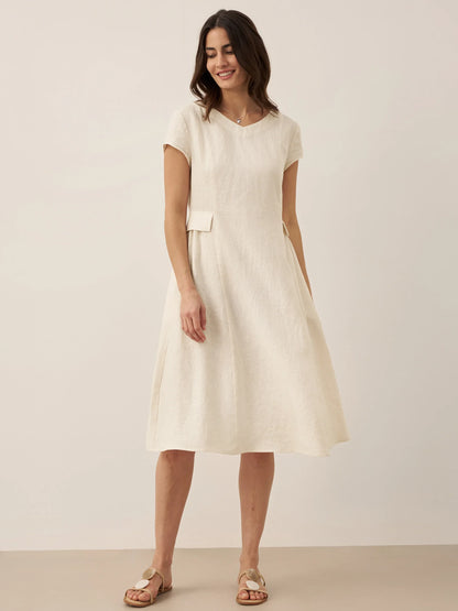 Linen Midi Dress in Ivory – Romy by Maravesse