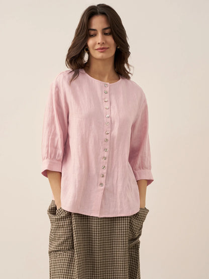 Linen Blouse in Rosa – Odette by Maravesse
