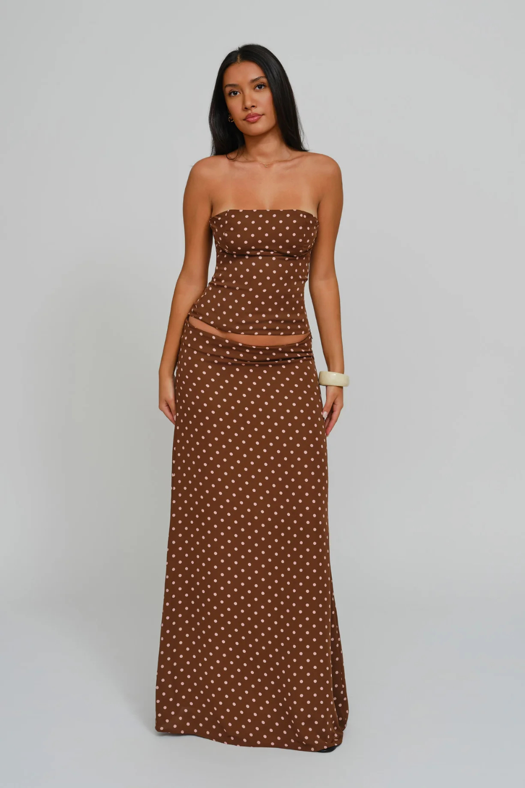 Corset Wrap Co-ord Set in Cocoa Dot – Aurelia by Maravesse