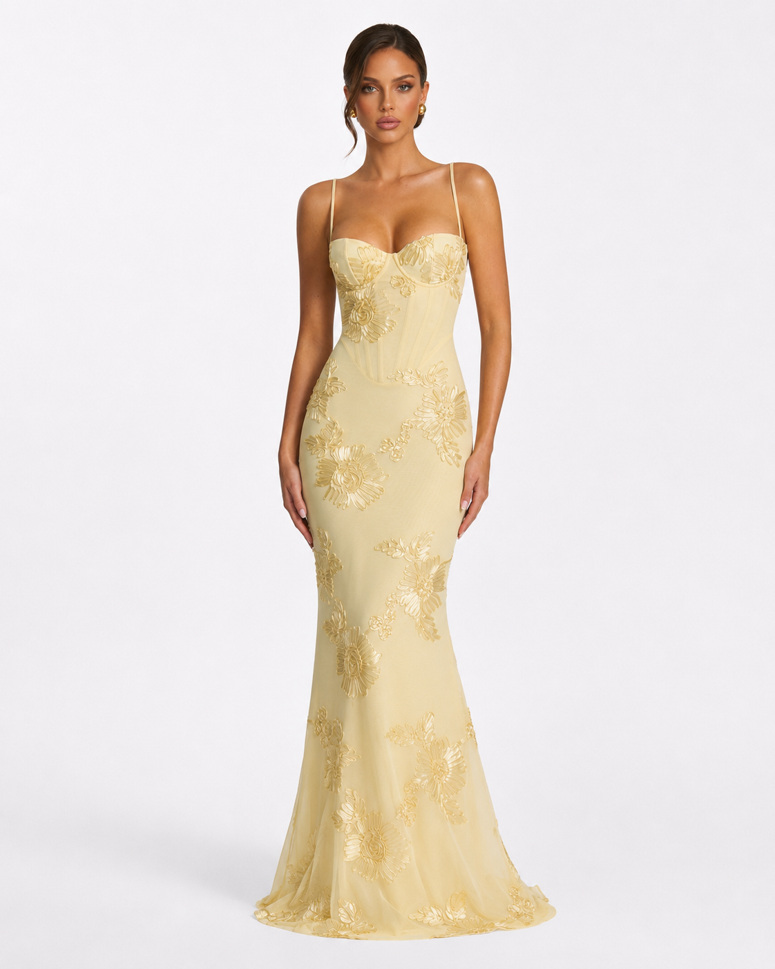 Corset Gown in Light Yellow – Arabella by Maravesse