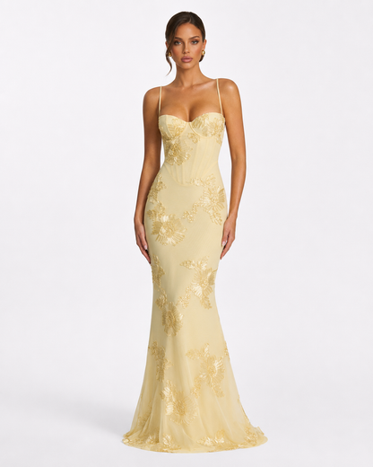 Corset Gown in Light Yellow – Arabella by Maravesse