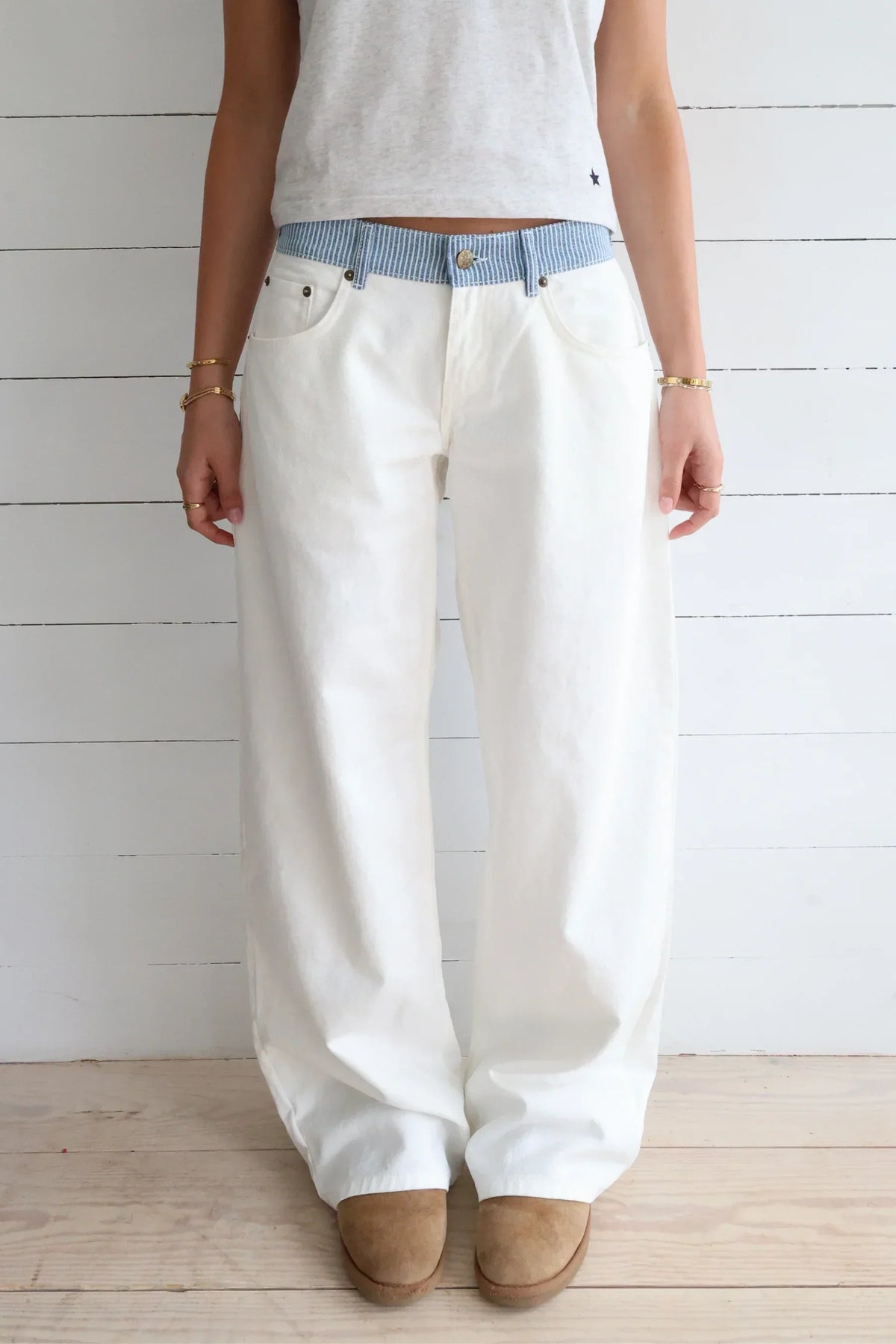 Boho Relaxed Jeans in White – Genevieve by Maravesse