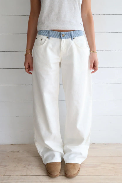 Boho Relaxed Jeans in White – Genevieve by Maravesse