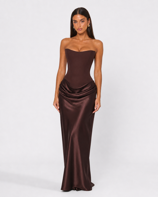 Corset Gown in Brown – Siri by Maravesse