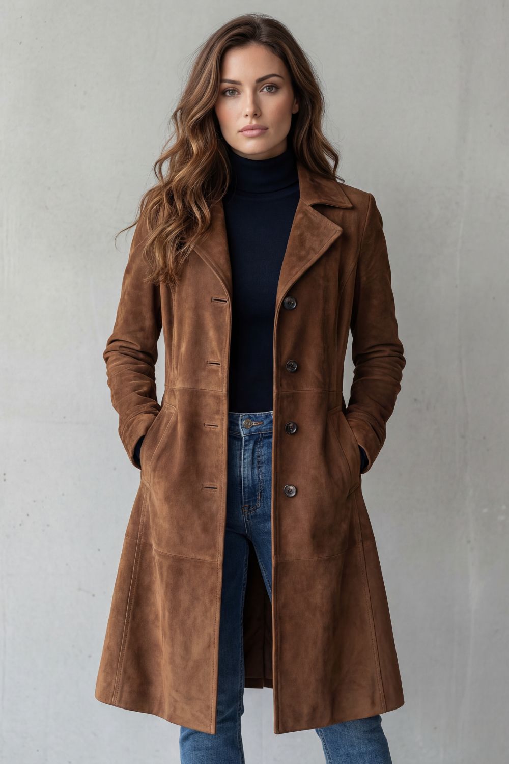 Suede Tailored Coat – Isadora by Maravesse (6)