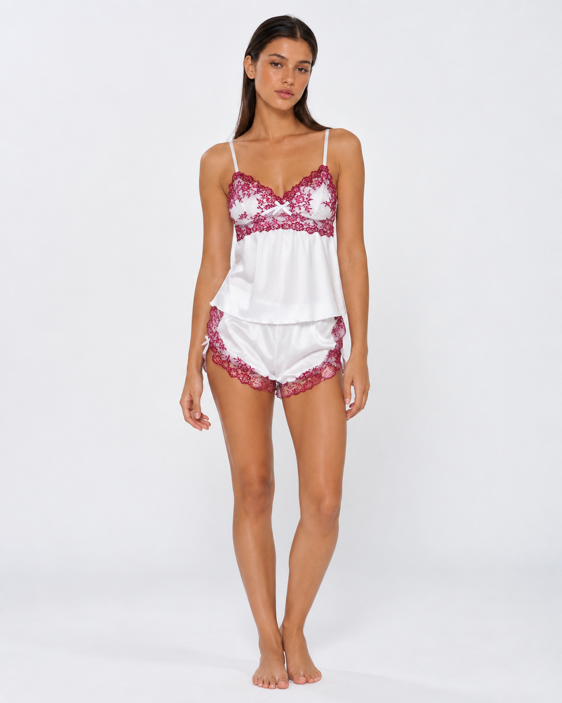 Lace Sleep Set in White – Evangeline by Maravesse