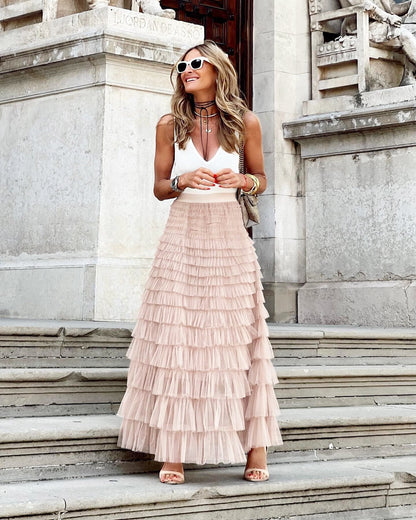 A-Line Tulle Skirt in Pink – Isolde by Maravesse