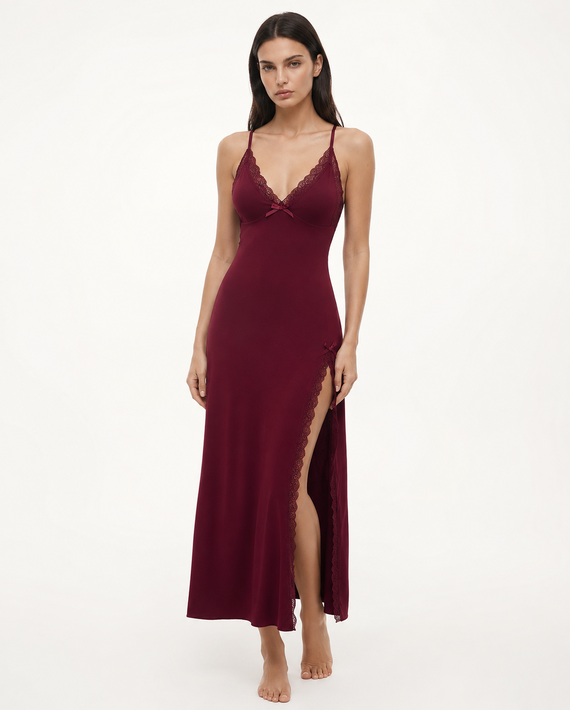 Pajama Maxi Dress in Burgundy – Jessamine by Maravesse