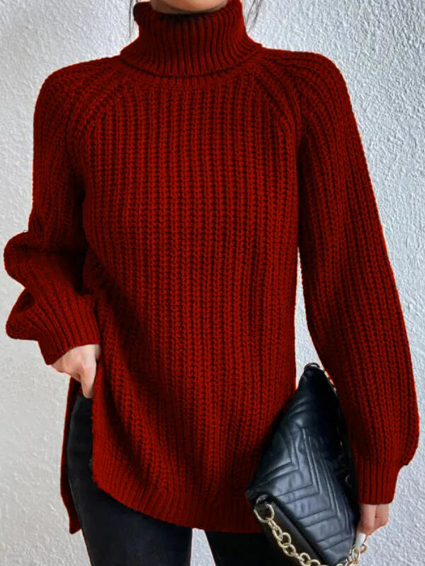 Turtleneck Jumper in Red – Noa by Maravesse