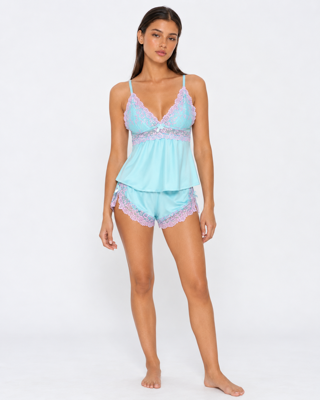 Lace Sleep Set in Baby Blue – Evangeline by Maravesse