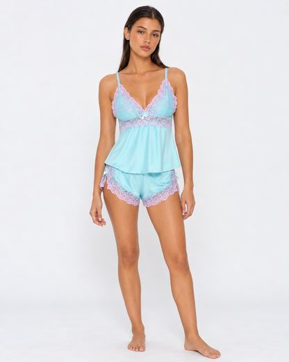 Lace Sleep Set in Baby Blue – Evangeline by Maravesse
