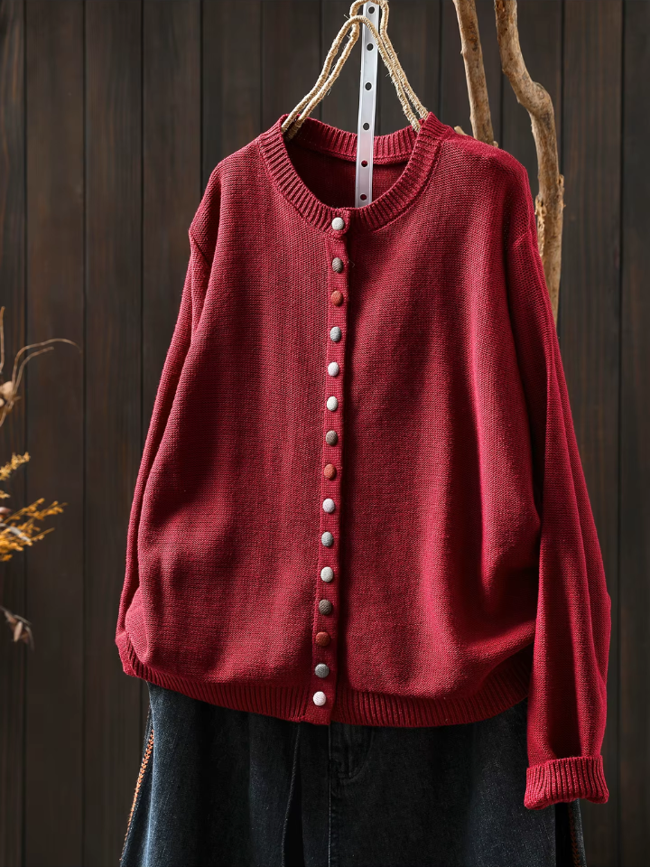 Timeless Cardigan in Red – Henrietta by Maravesse