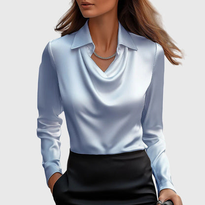 Pleated Pleated Blouse in Blue – Theodora by Maravesse