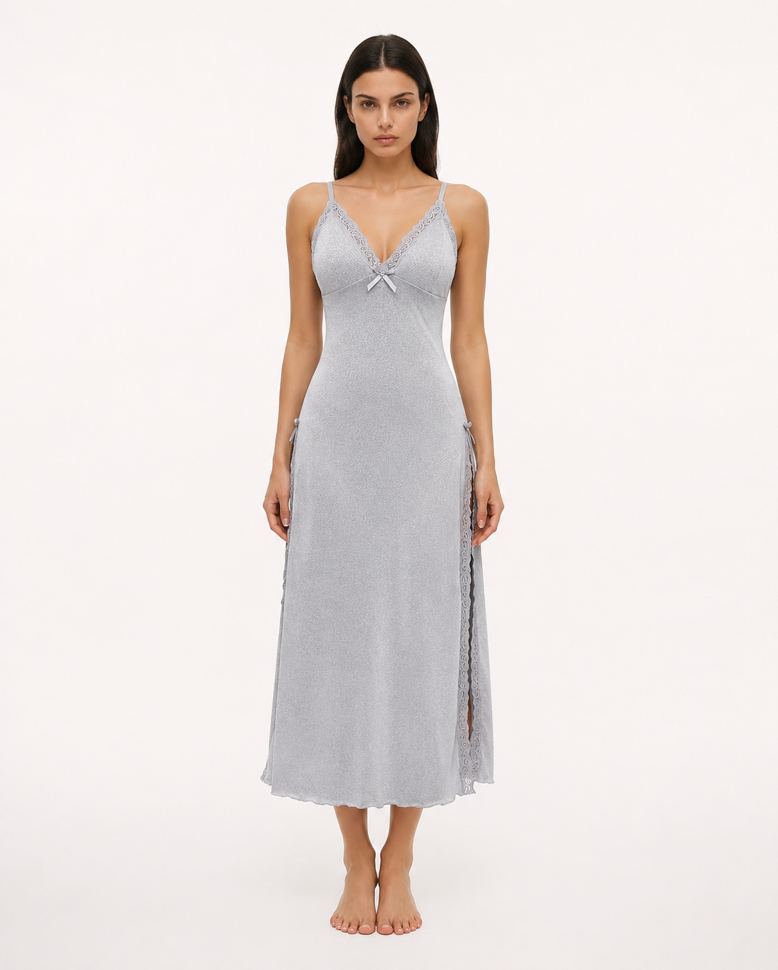 Pajama Maxi Dress in Light Grey – Jessamine by Maravesse