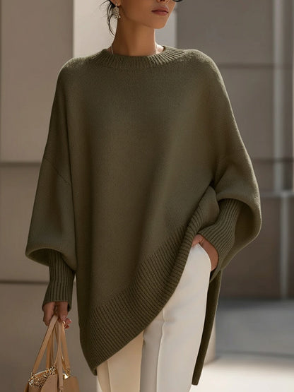 Wool Oversized Jumper in Olive Green – Ottilie by Maravesse