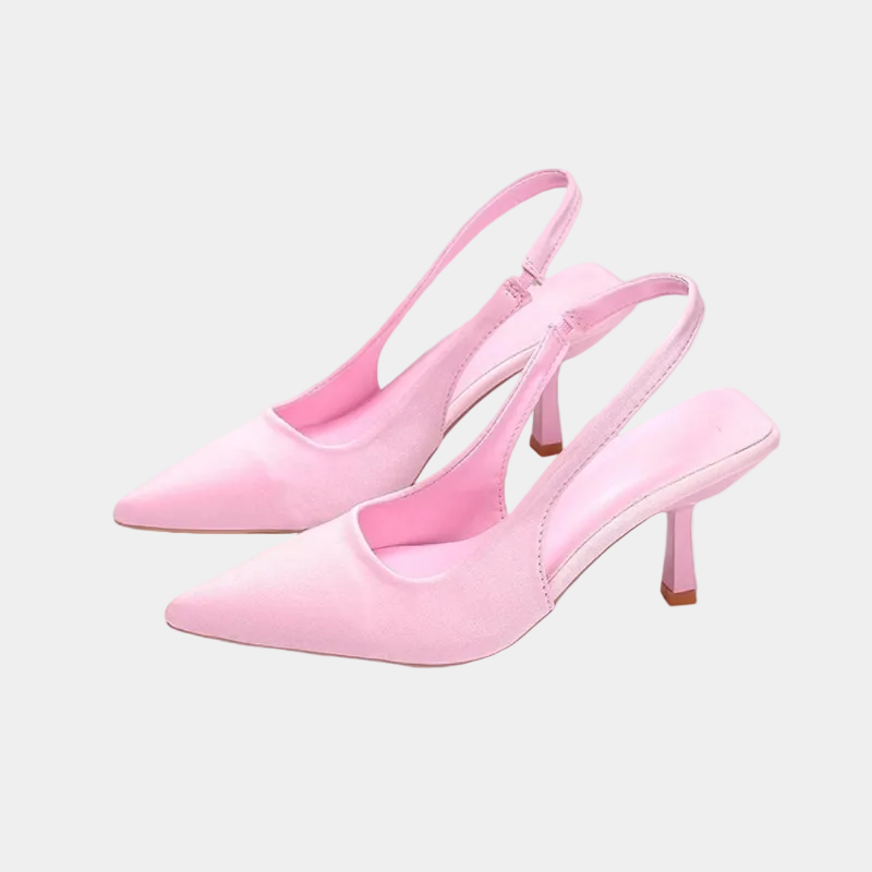 Satin Slingback Heels in Pink – Clementine by Maravesse