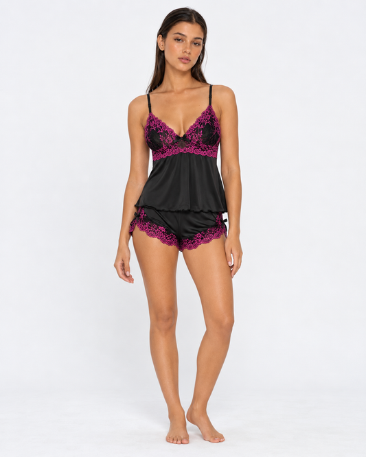 Lace Sleep Set in Black – Evangeline by Maravesse