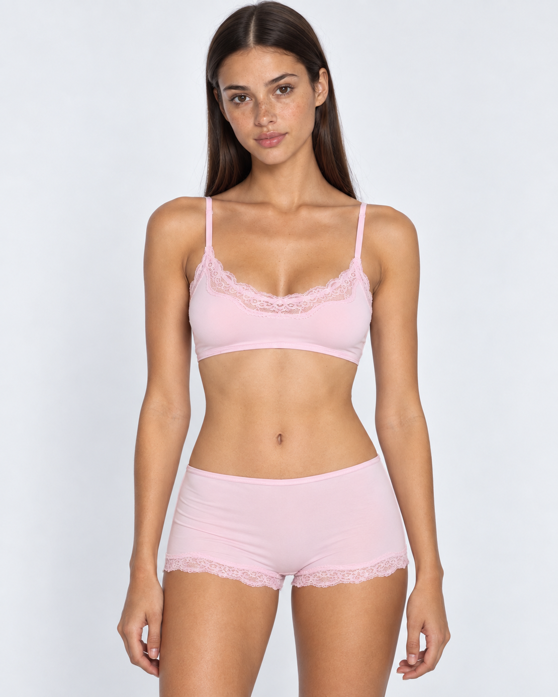Lace Sleep Set in Soft Pink – Philippa by Maravesse