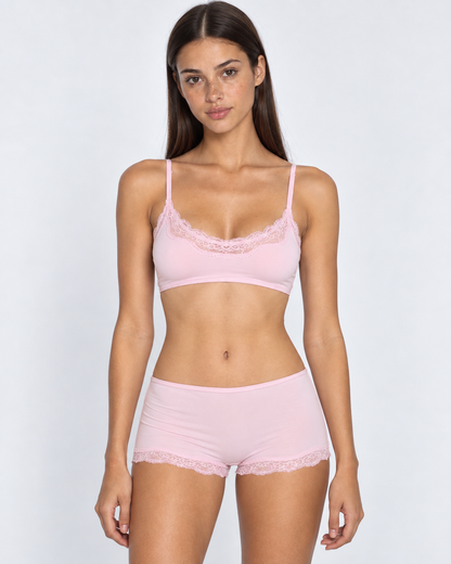 Lace Sleep Set in Soft Pink – Philippa by Maravesse