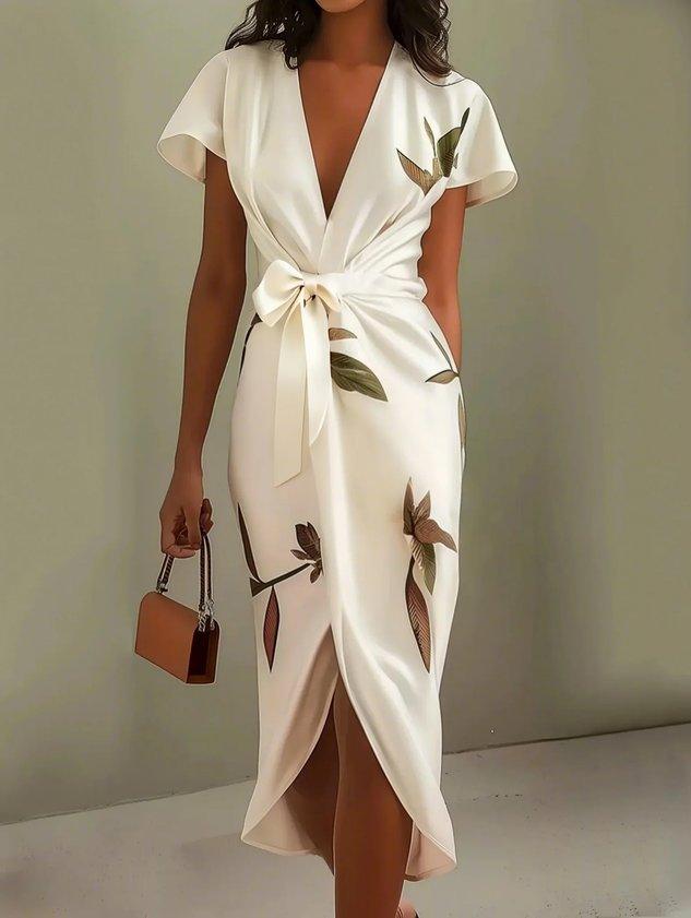 Wrap Midi Dress in White – Honor by Maravesse