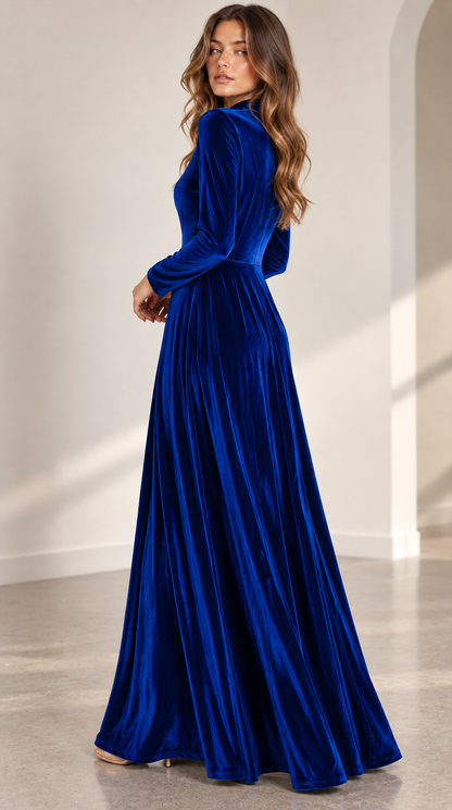 Velvet Midi Dress in Royal Blue – Olivia by Maravesse