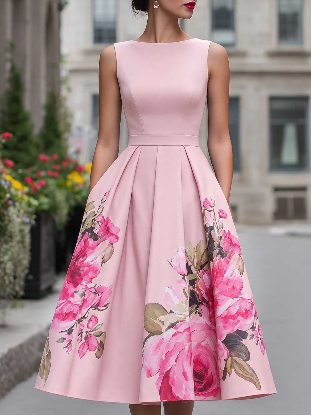 Floral Midi Dress in Pink – Emmeline by Maravesse