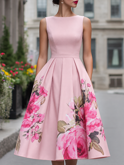 Floral Midi Dress in Pink – Emmeline by Maravesse